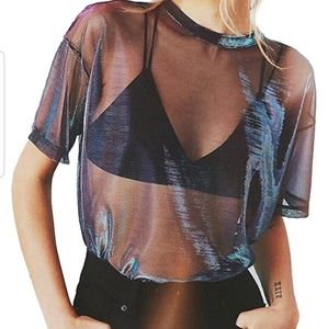 Iridescent mesh tshirt